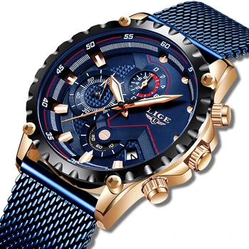 2020 Nou LIGE Albastru Casual Centura de Plasă de Moda Cuarț Ceasuri de mana Barbati, Ceasuri de Top de Brand de Lux Impermeabil Ceas Relogio Masculino