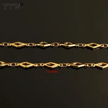 10m/Spool 13x4x1mm Rola de Aur Ton de Culoare din Oțel Inoxidabil de Luare de Bijuterii Romb Lanț de Metal Lanț de Link-ul Pentru Coliere Bratari