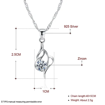 SILVERHOO Argint 925 Minimalist Eficientizarea Pandantiv Coliere Pentru Femei coreene Clar Cubic Zirconia Colier Bijuterii