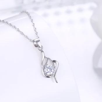 SILVERHOO Argint 925 Minimalist Eficientizarea Pandantiv Coliere Pentru Femei coreene Clar Cubic Zirconia Colier Bijuterii