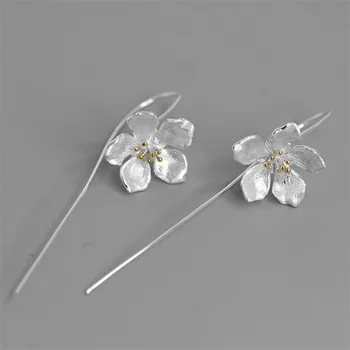 INATURE 925 Sterling Silver Moda Bijuterii Drăguț Floare de Piersic Floare Picătură Cercei pentru Femei