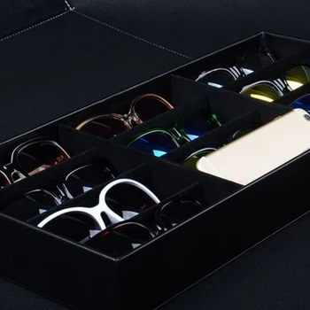 12-Slot Carouri Bijuterii ochelari de Soare Ochelari Cutie de Depozitare Ochii Purta Tavă de Afișare Ceas Sac de Depozitare din Piele PU Cadouri
