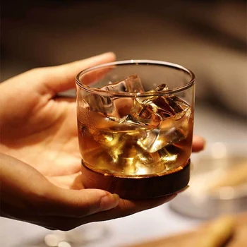Bucătărie Acasă Pahar De Whisky Munte Fund De Lemn Vin Transparent Cupa De Sticla Pentru Whisky, Vin, Vodca Pentru Bar Club