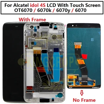 Pentru Alcatel vodafone idol 4S OT6070 6070k 6070y 6070 Display LCD + Touch Screen Digitizer Plin de Asamblare OT 6070 lcd cu rama