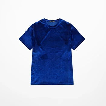 Vara Barbati vintage albastru negru Solid Supradimensionate Velur maneca Scurta tricouri Streetwear Libertate Casual, O-neck Catifea T Shirts Tee