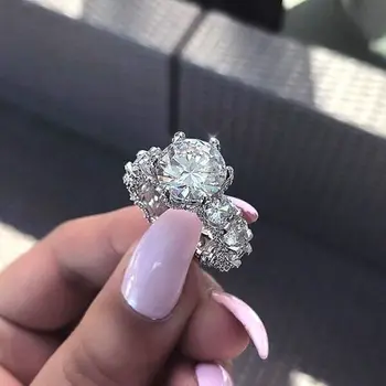 Flori Vintage Promit Deget Inel Argint 925 De Logodna Cu Diamant De Nunta Trupa Inele Pentru Femei Partid Bijuterii
