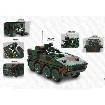 Militar seria de al doilea Război Mondial Boxer German vehicul blindat Soldat armă DIY model de blocuri Jucarii si Cadouri