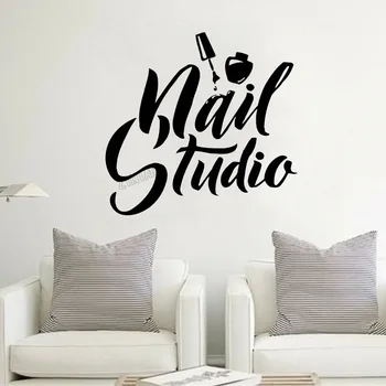 Nail Studio Logo-Ul De Perete Decalcomanii De Vinil Poloneză Perete Autocolant Pentru Salon De Frumusete Arta Manichiura Pedichiura Perete Decal Decor Baie Y019