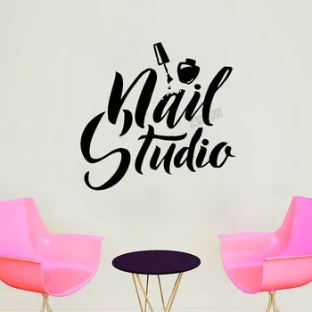 Nail Studio Logo-Ul De Perete Decalcomanii De Vinil Poloneză Perete Autocolant Pentru Salon De Frumusete Arta Manichiura Pedichiura Perete Decal Decor Baie Y019