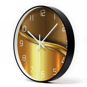 12 Inch Aur Ceas De Perete Modern, Minimalist Ceas Rotund De Metal Ceas De Perete Mut Cuarț Ceas De Acasă Pentru A Decora Camera De Zi