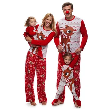Familia Costume, Haine De Crăciun Seturi De Animale Imprimate Îmbrăcăminte De Noapte Și De Zi De Anul Nou 2020 Pijamale Familia Bărbați Femei