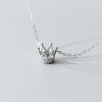 MloveAcc S925 Argint Lant Regina Coroana Pandantiv Colier Feminin Elegant de Bijuterii Cadouri pentru Femei Fete
