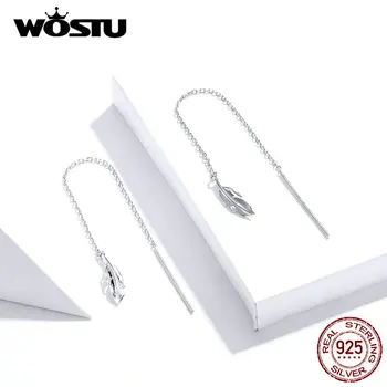 WOSTU Reale Argint 925 Cercei Pentru Femei de Vânzare Fierbinte Design Simplu Misterios Pene Cercei Cadou de Nunta