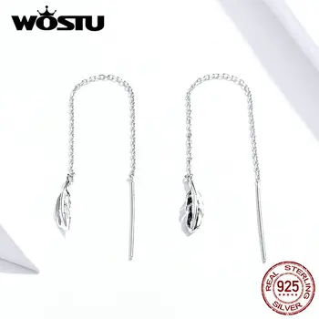WOSTU Reale Argint 925 Cercei Pentru Femei de Vânzare Fierbinte Design Simplu Misterios Pene Cercei Cadou de Nunta