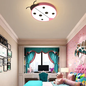 Nordic Beetle LED Lumina Plafon cu Telecomanda Moderne Galben Roz Gărgăriță Lampă de Tavan pentru Camera Copii Fete Baieti Copii Dormitor