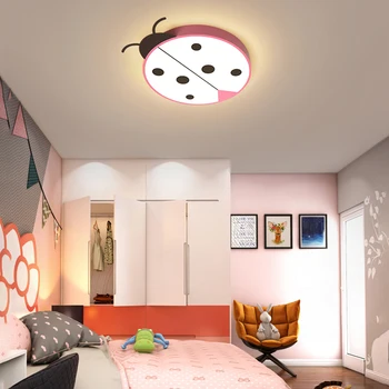 Nordic Beetle LED Lumina Plafon cu Telecomanda Moderne Galben Roz Gărgăriță Lampă de Tavan pentru Camera Copii Fete Baieti Copii Dormitor