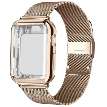 Caz+curea pentru Apple Watch Band 44 mm 40 mm 42mm 38mm Curea de Metal inoxidabil bratara din otel pentru apple watch seria 5 4 3 2 42 44mm