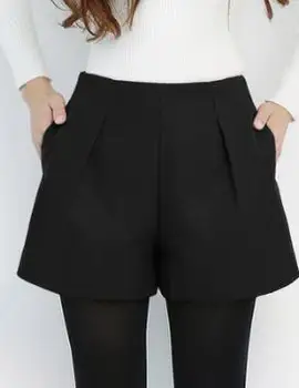 Talie mare de Lână pantaloni Scurți pentru Plus Dimensiune pantaloni Scurți Casual Toamna Iarna Moda Gri&Albastru&Negru de Lână pantaloni Scurți Femei Slim Hip pantaloni Scurți S-XXL