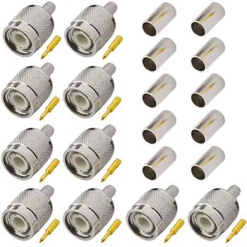 10 Bucati TNC Plug de sex Masculin RF Coaxial Conector cu Sertizare RG58,RG142,RG400,LMR195 Direct Nickelplated Conector