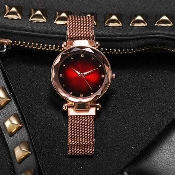 2019 Femei Ceas de Moda Elegant Magnet Catarama Rose de Aur Doamnelor Ceas de mana pentru Femei de Lux Ceasuri de Diamant Brățară Femei Ceasuri