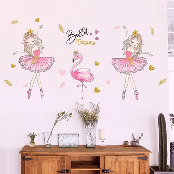 [shijuekongjian] Desene animate Fata Dansatoare Autocolante de Perete DIY Flamingo Animal Decalcomanii de Perete pentru Copii, Camere Copii Dormitor Decorare Casa