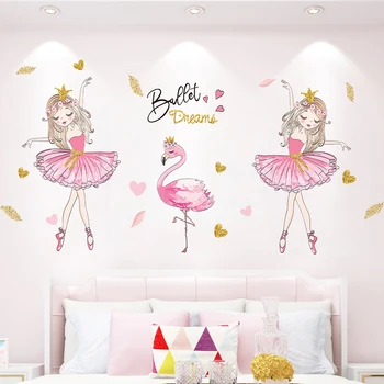 [shijuekongjian] Desene animate Fata Dansatoare Autocolante de Perete DIY Flamingo Animal Decalcomanii de Perete pentru Copii, Camere Copii Dormitor Decorare Casa