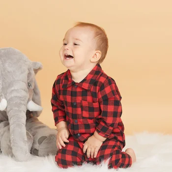 PatPat 2021 Vânzare la Cald de Primăvară de Toamnă Bumbac Casual clasic Guler Carouri Salopetă Una de Piese Salopeta Baby Îmbrăcăminte în Două Culori