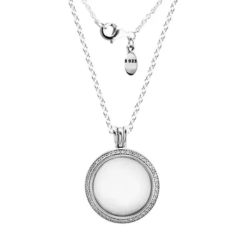 Scântei Plutitoare Medalion Mediu Colier Argint 925 Bijuterii Colier Elegant Pentru O Femeie Moda Bijuterii