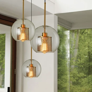 Modern retro pandantiv de sticlă lumină restaurant pandantiv lampă agățat cablul de lumină designer de creatie personalitate scara lămpi