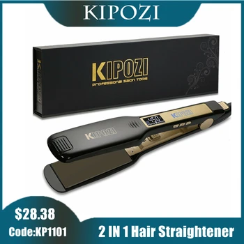 KIPOZI Profesionala de Indreptat Parul cu Aburi Fier Plat cu 1.75 Inch Wide LCD Digital Display de Ceramică Neagră de Vapori de Hair Styling
