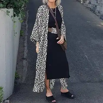 Celmia Toamna Sexy Leopard Kimono Cardigan Femei Casual Vintage Lunga Camasi Cu Maneca Lunga Bluza Vrac Plus Dimensiune Acoperi Feminina