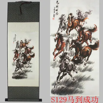 Opt cai model de mătase pictura decor scroll pictură și noi, speciale, en-gros de Opt cai