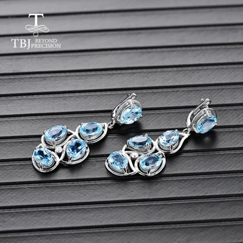 TBJ,noul stil de Argint 925 Naturale Sky blue topaz bun incuietoare Cercei mari pentru doamna Nunta exclusive bijuterii de moda
