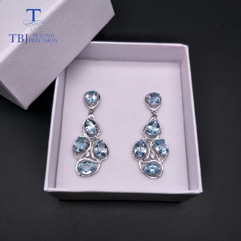 TBJ,noul stil de Argint 925 Naturale Sky blue topaz bun incuietoare Cercei mari pentru doamna Nunta exclusive bijuterii de moda