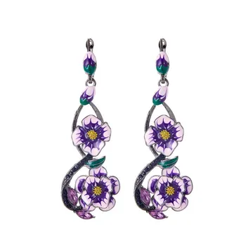 Populare rafinat de moda de lux de flori violet cercei lungi de sex feminin farmecul de banchet, accesorii de cadou de ziua Îndrăgostiților en-gros