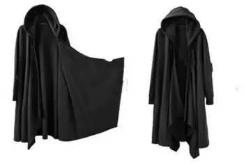 Iarna barbati black hip hop haină lungă mantie cu glugă cape bărbați club de noapte cântăreț costum de scena gothic jachetă oversize palton