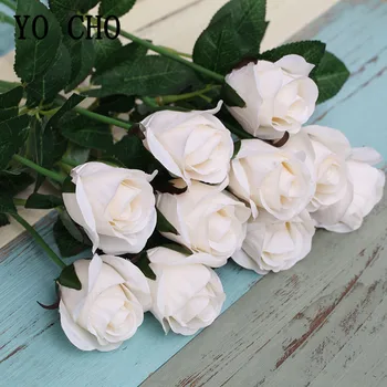 5 Buc/lot Singură Ramură de Trandafir de Mătase Artificială Decorative Flori de Nunta Buchet de Mireasa Flore Acasă, Masă Cameră Decor Roșu Fals Trandafiri