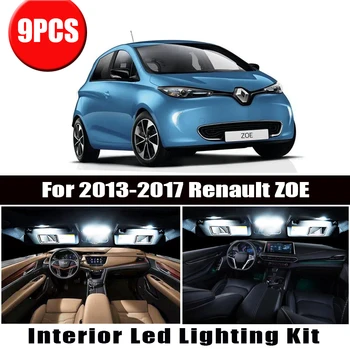 9pcs Gheață Alb Albastru Canbus LED-uri Lampa cu LED-uri Auto de Interior Lectură Harta Portbagaj Kit de Lumina Pentru anii 2013-2017 Renault ZOE Lumină de inmatriculare