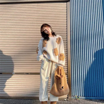Moda De Toamna Pentru Femei Primavara Petrecere Drăguț Urs Drăguț Kawaii Chic Soft Nou Coreea De Student Stilul Streetwear Topuri De Sex Feminin Casual, Pulovere