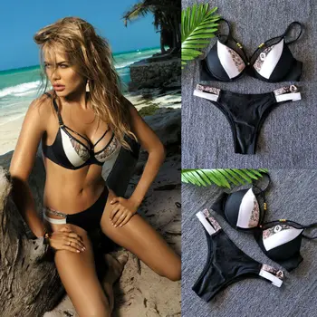 Vara Sexy Set de Bikini femeii Piele de Sarpe Bikini Seturi de Push-up Sutien costum de Baie Triunghi Scăldător Set Beachwear