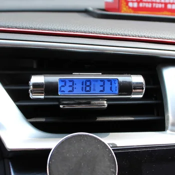 Portabil 2 în 1 Masina de Ceas Digital și Afișaj Temperatură Ceas Electronic cu Termometru Auto de Fundal Cu Clip