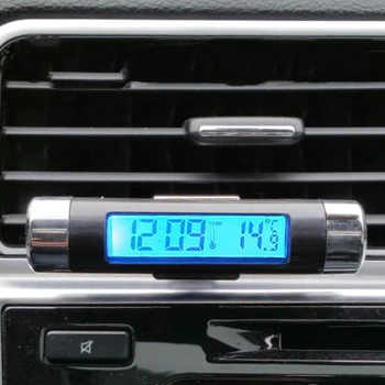 Portabil 2 în 1 Masina de Ceas Digital și Afișaj Temperatură Ceas Electronic cu Termometru Auto de Fundal Cu Clip