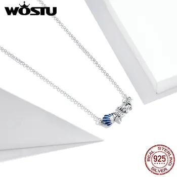 WOSTU Vara Ocean Pandantiv Coliere Real 925 Sterling Silver Accesorii Bijuterii Fine Pentru Femei Petrecerea de Ziua Cadou