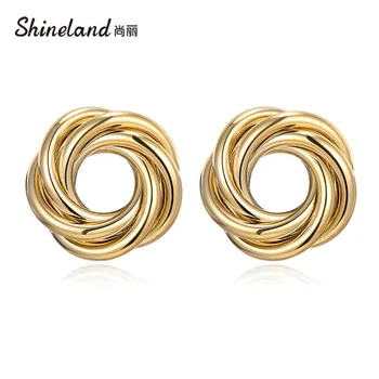 Shineland 2020 Nouă Epocă de sex Feminin bijoux la Modă Metal Design Simplu, Rotund Stud Cercei Bijuterii de Nunta Accesorii Mireasa