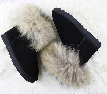 2020NEW stil de Femei cizme de zăpadă pantofi cald iarna pantofi de blană de vulpe piele naturala cizme Cizme Australia