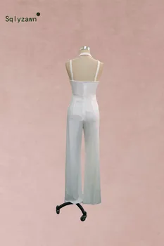 2020 Femei De Moda Elegant De Vara Alb Salopeta Decupaj Crisscross Bandaj-O Singură Bucată Salopete De Partid De Sex Feminin Largi Picior Salopete