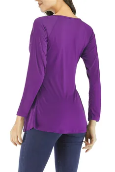 De mari Dimensiuni 5XL Casual cu Maneci Lungi V-Neck Loose pentru Femei T shirt Toamna Iarna Femei, Plus Dimensiune Îmbrăcăminte de Culoare Solidă Tee Topuri tricouri