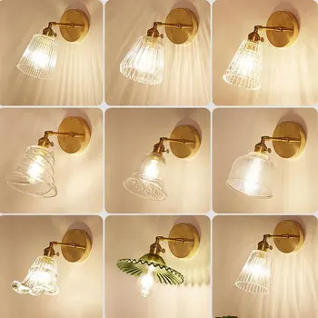 Sticlă de Lampă de Perete Modernă Transparent Tranșee de Perete Iluminat Nordic lampă de perete de Cupru de Perete de Lumină Clară Abajur Retro Pentru Dormitor