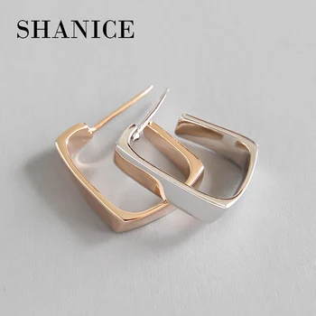 SHANICE Argint 925 INS Simplu Geometrică Neregulată Cercei Stud Pătrat Pentru Femei Stil Casual Fată Cercei