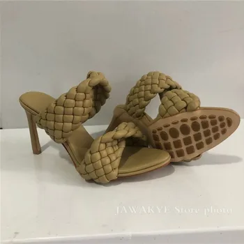 Tocuri inalte Pantofi Femei lucrate manual Țese Papuci tricotate crossover petrecere de vara, sandale 2020 pista catâri zapatos mujer